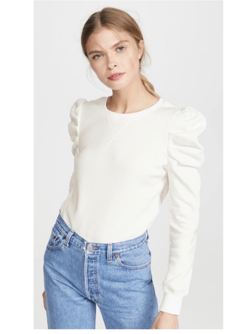 Rebecca Minkoff Off-White Puff-Sleeve Sweatshirt